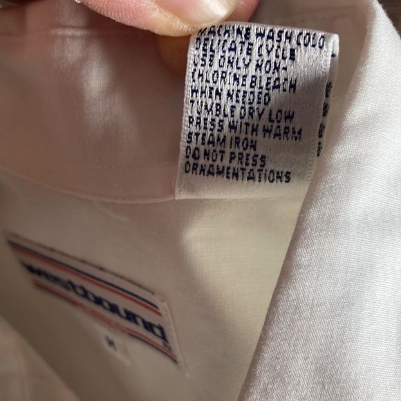 Vintage WestBound White ShortSleeved Buttonup Shirt Meduim with Blue beads - Picture 10 of 13